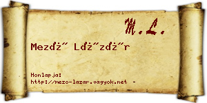 Mező Lázár névjegykártya